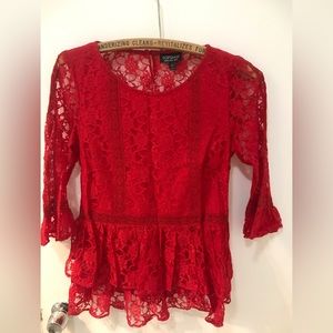 Red lace blouse